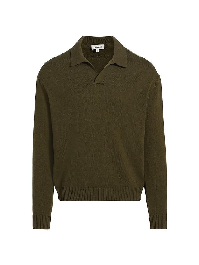 Mens Wool-Silk Polo Sweater Product Image