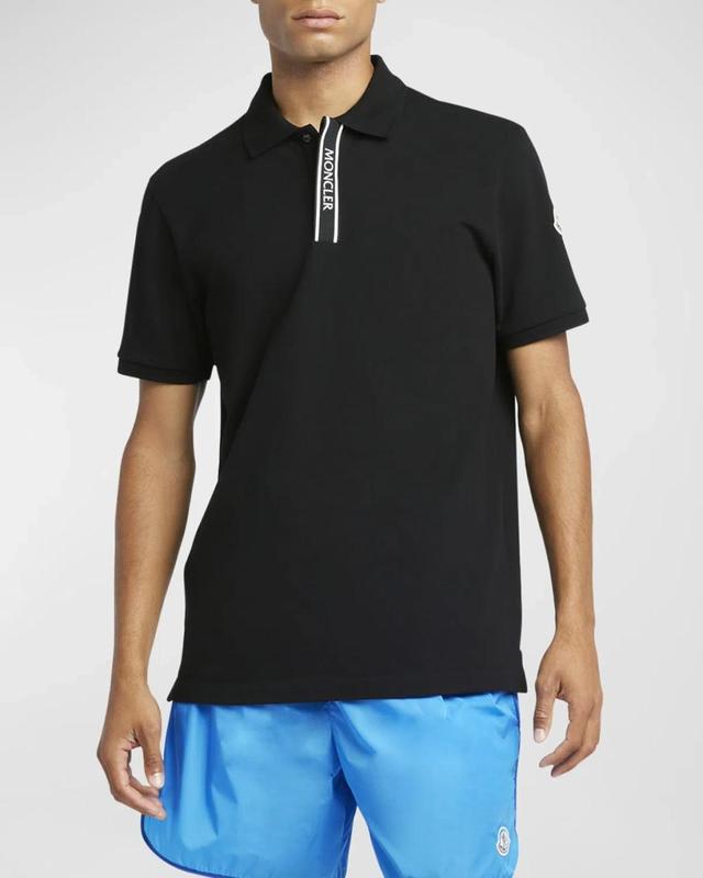 MONCLER Logo Placket Polo Shirt In Black Product Image