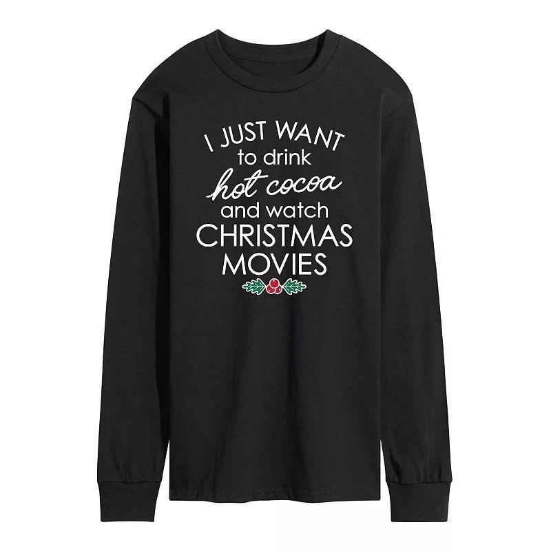 Mens Hot Cocoa and Christmas Movies Long Sleeve Tee Product Image