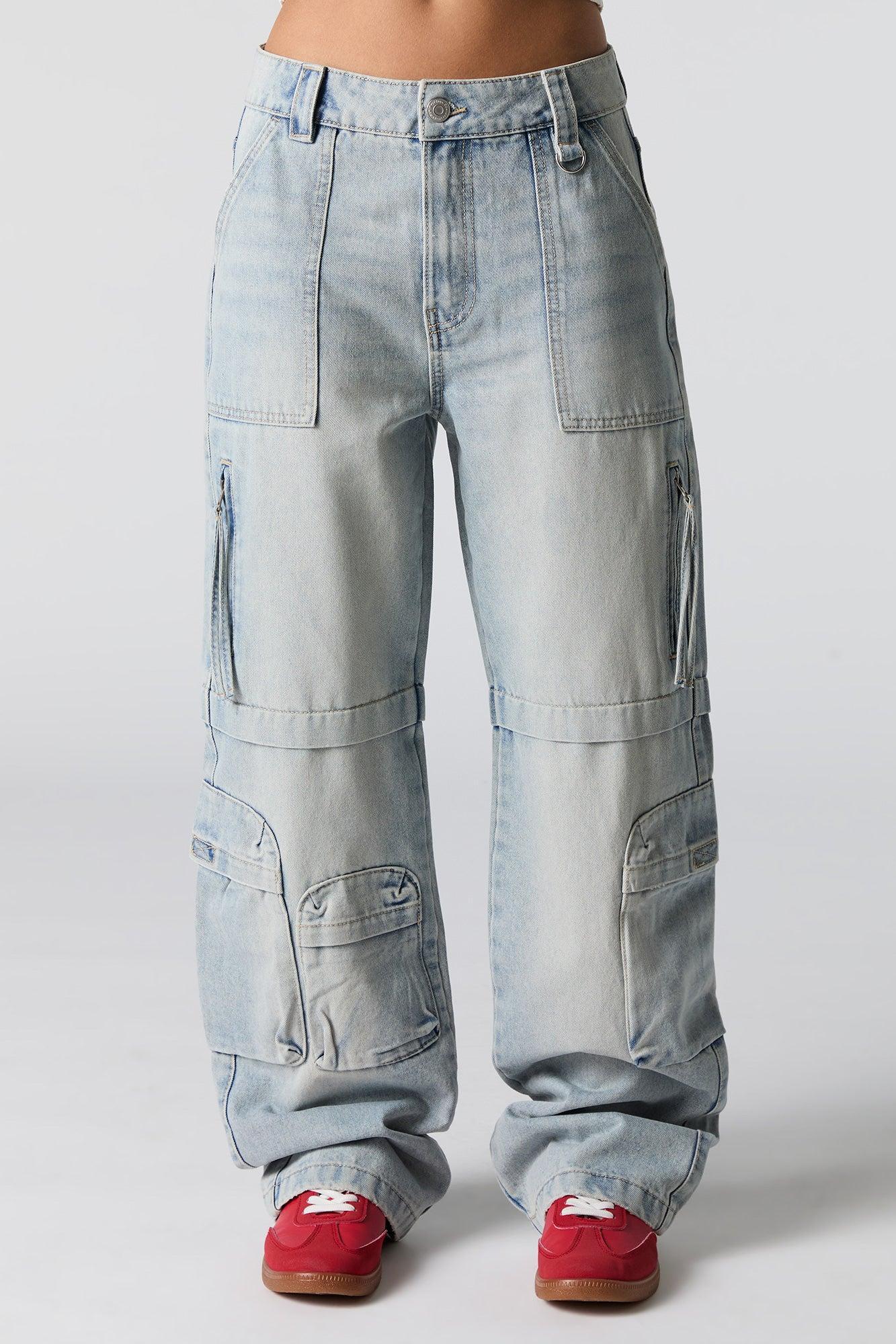 Zip Pocket Straight Leg Cargo Jean Female Product Image