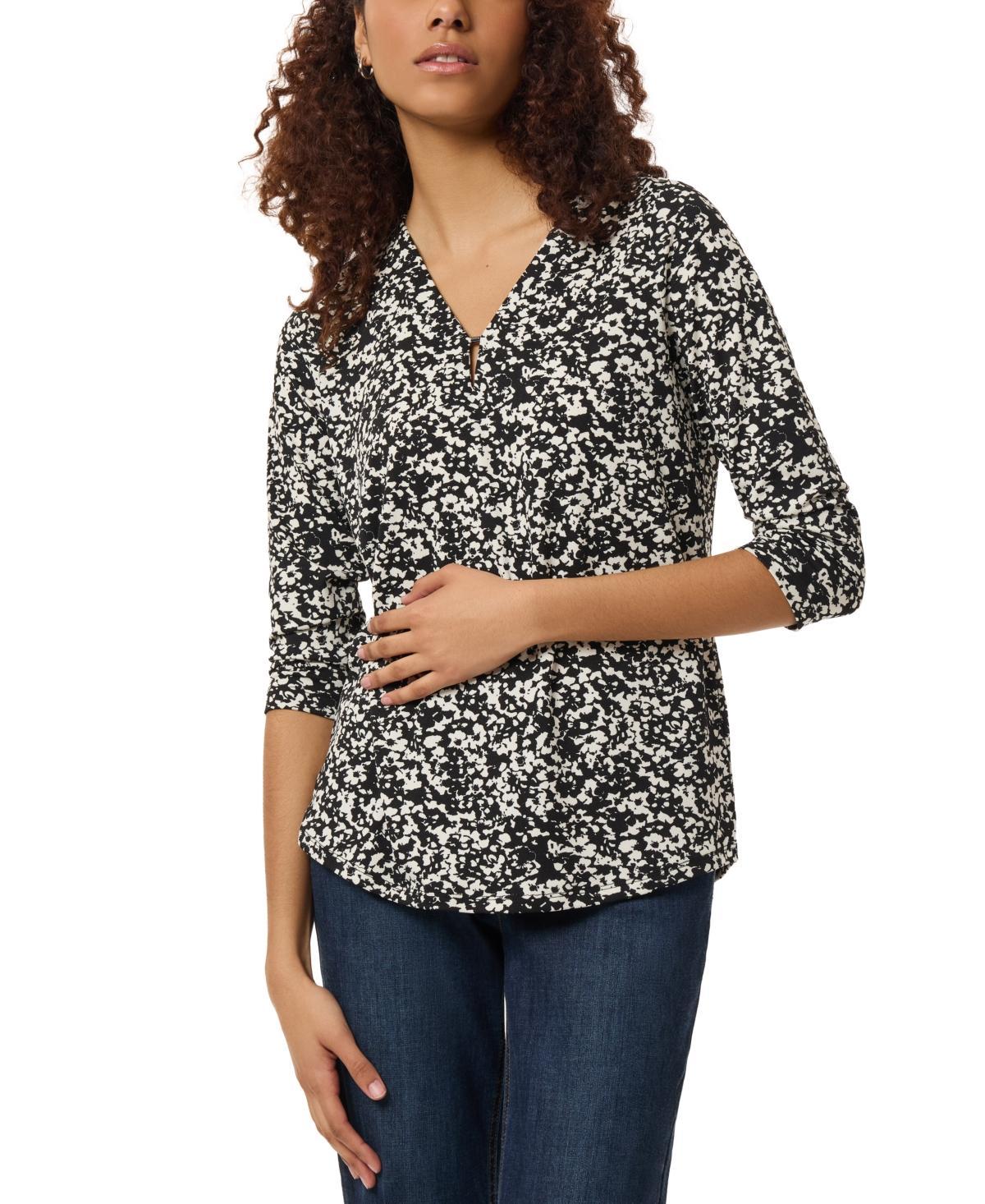 Jones New York Womens Printed Moss Crepe 3/4-Sleeve Top Product Image