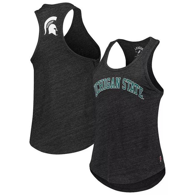 Womens League Collegiate Wear Black Michigan State Spartans Two-Hit Intramural Tri-Blend Scoop Neck Racerback Tank Top Product Image