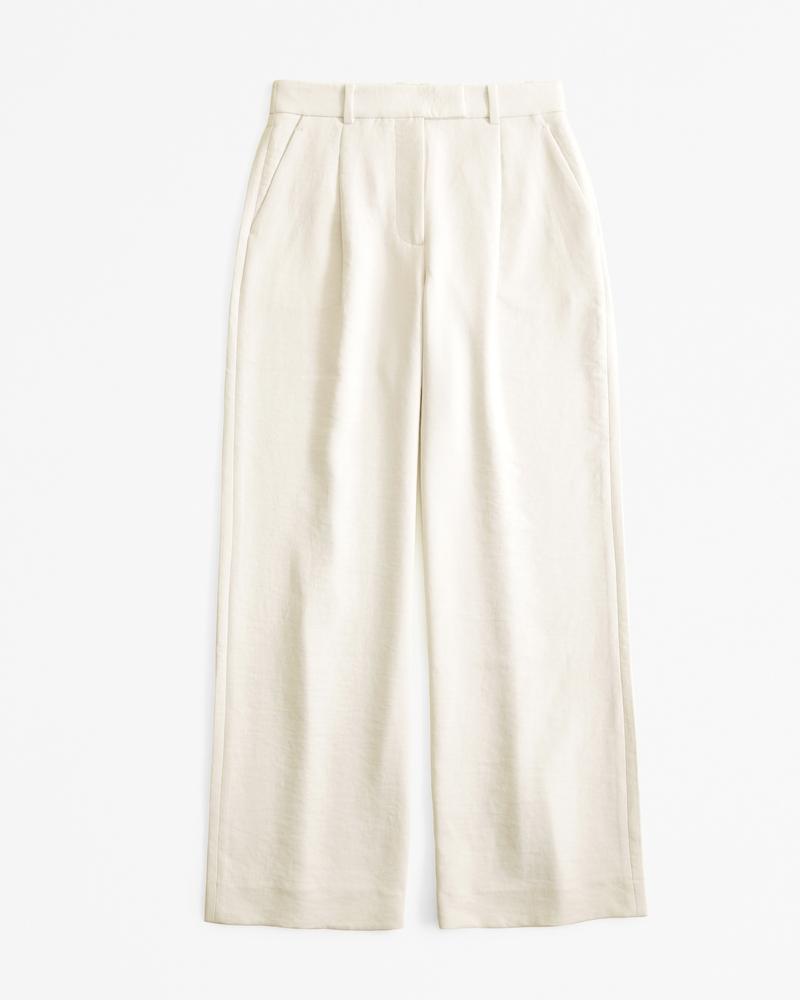 Curve Love A&F Harper Tailored Premium Crepe Ultra-Wide Leg Pant Product Image