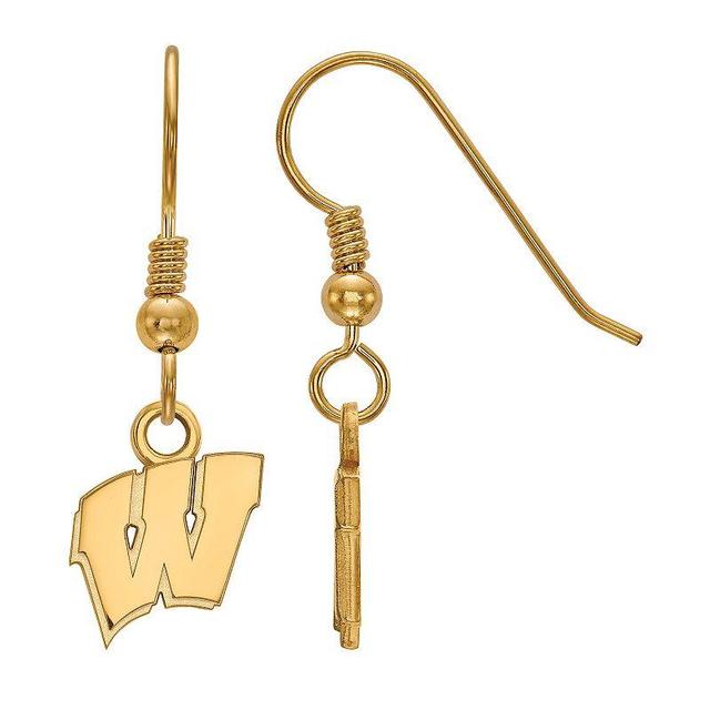 LogoArt 14k Gold Plated Silver Wisconsin Badgers Dangle Earrings, Womens Product Image