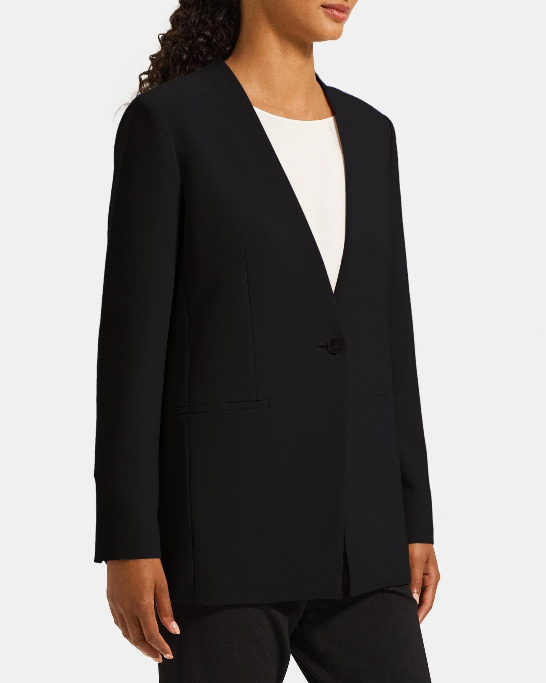 Collarless Blazer in Crepe Product Image