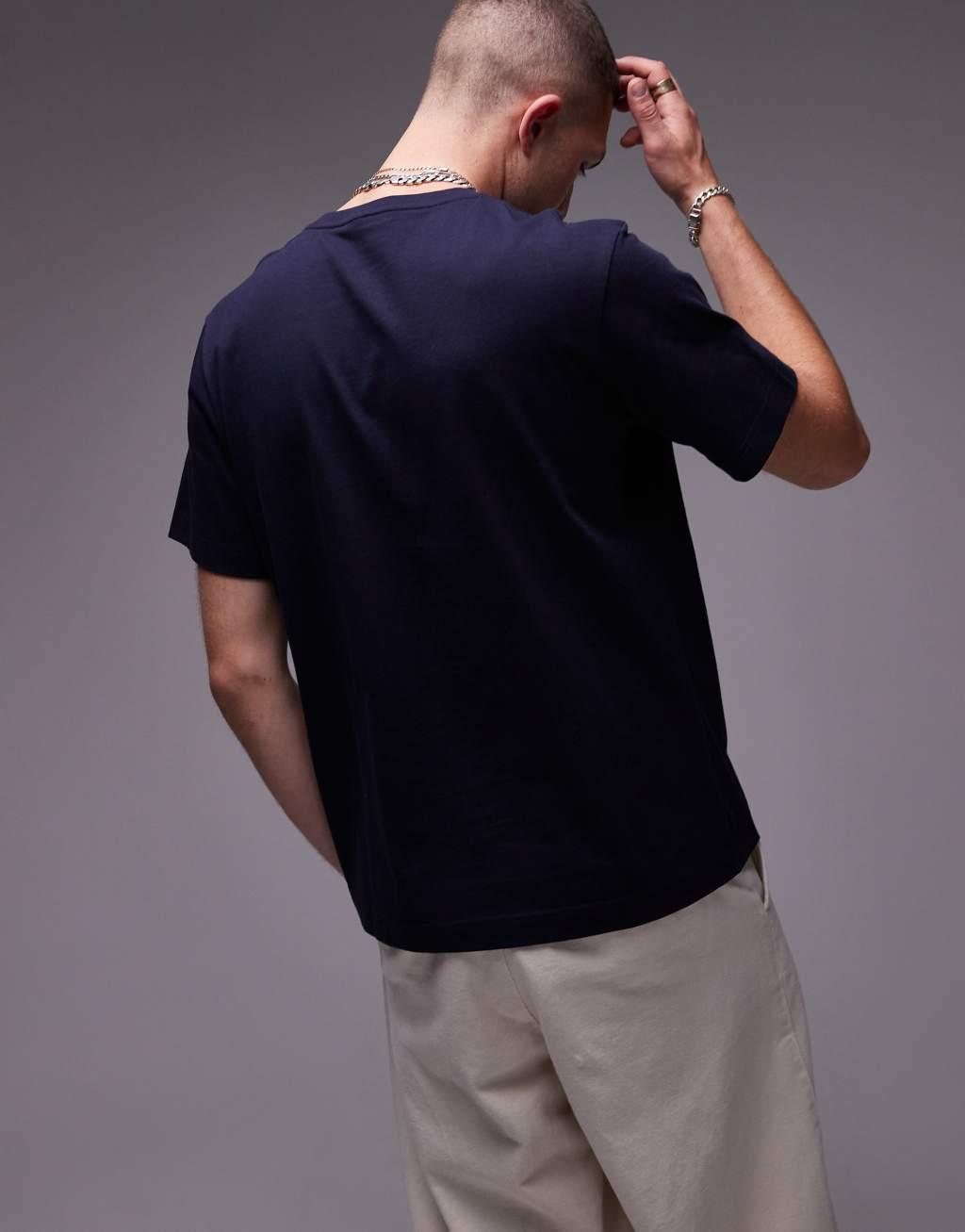 ARKET heavy weight jersey T-shirt in navy blue Product Image