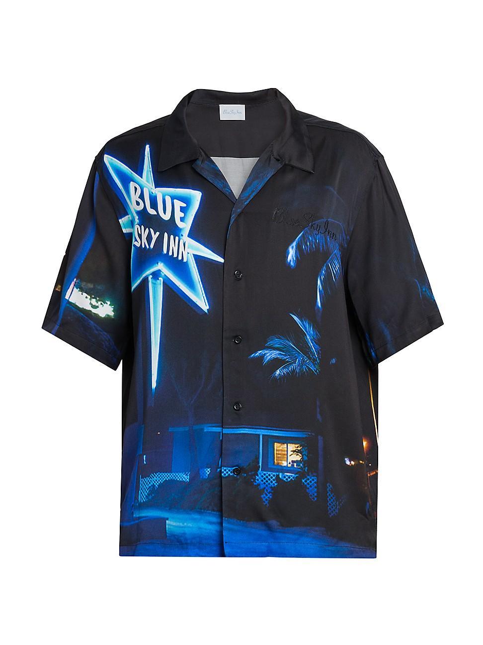 Mens Star Sign Satin Camp Shirt Product Image