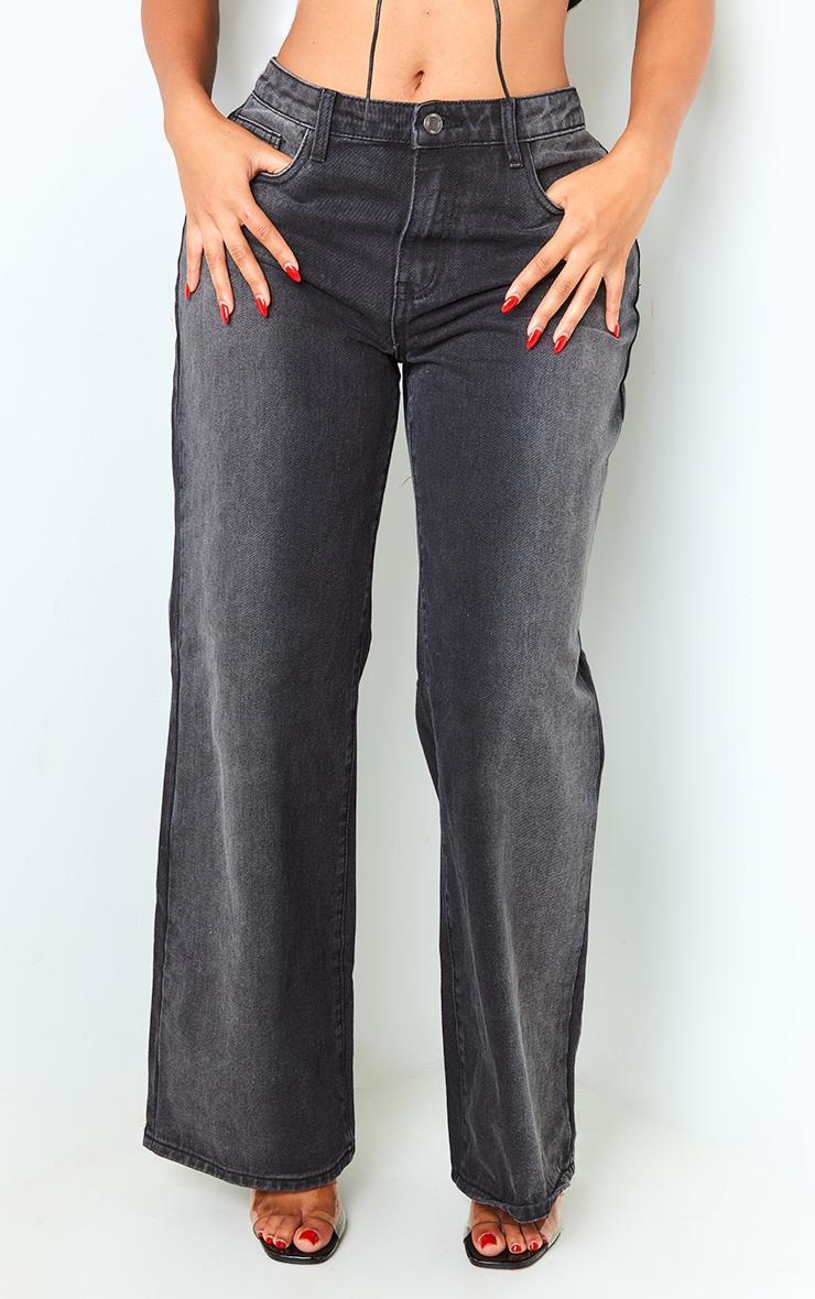 Shape Black Denim Washed Wide Leg Jeans product image