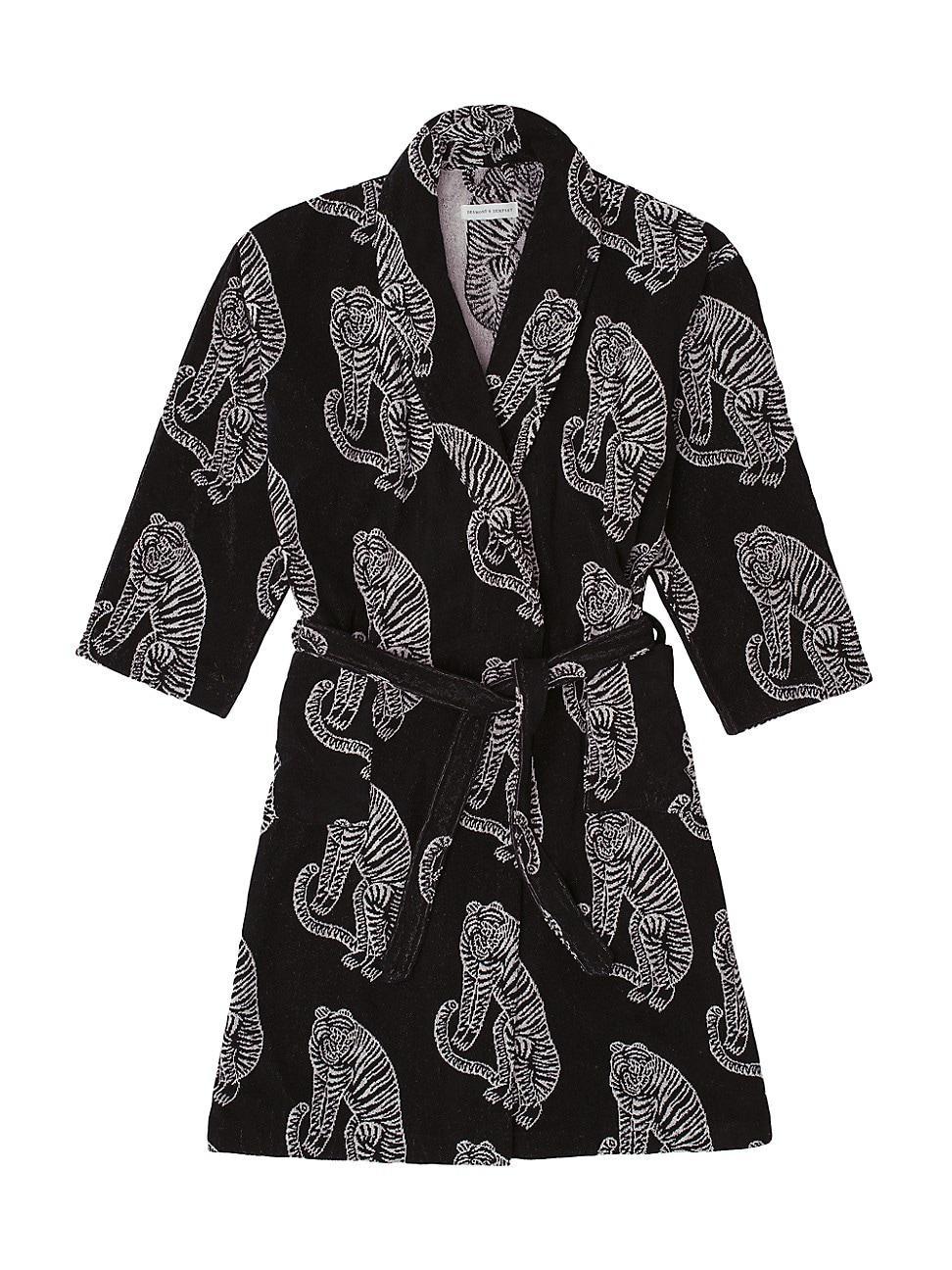 Mens Tiger Cotton Tie-Waist Robe Product Image