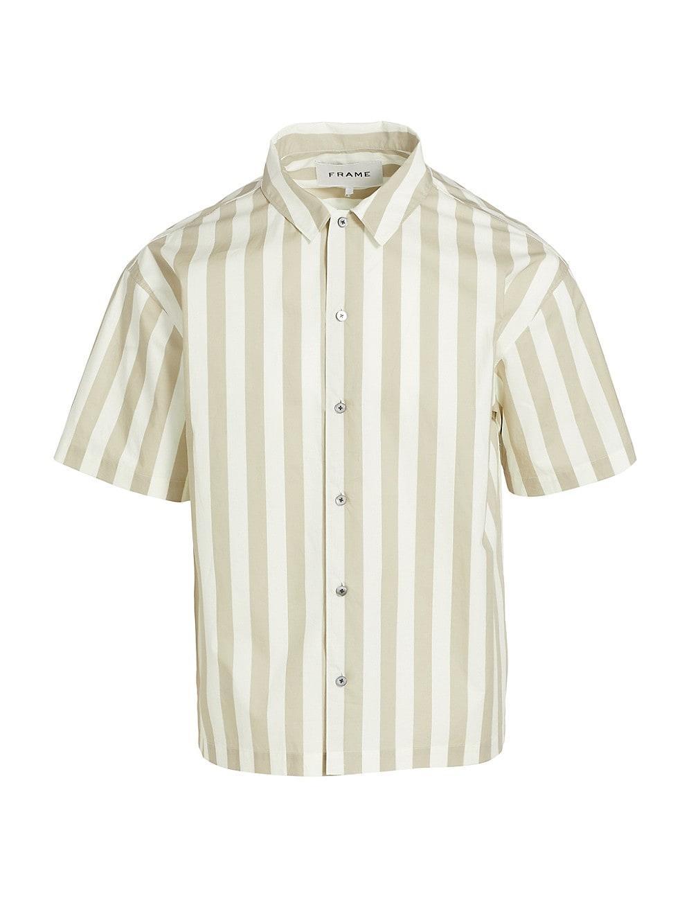 Mens Striped Cotton Camp Shirt Product Image