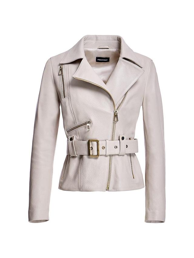 Womens Leather Moto Jacket Product Image