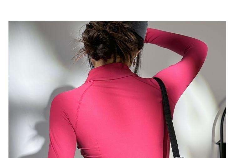 Long-Sleeve Half-Zip Plain Sports Top Product Image