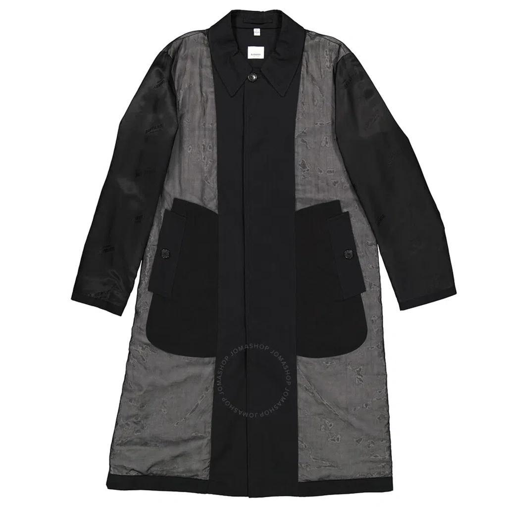 Men's Panelled Cotton Gabardine Car Coat In Black Product Image