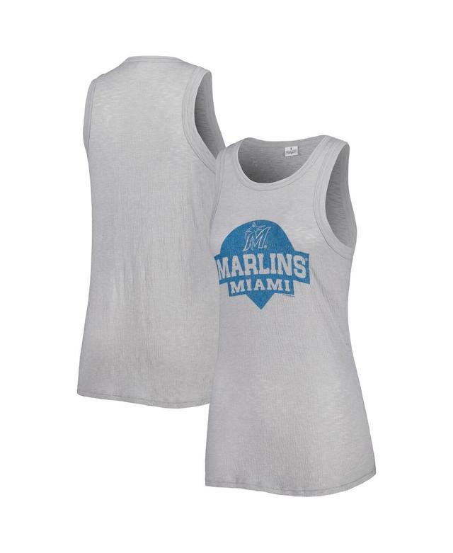 Womens Soft as a Grape Gray Miami Marlins Tri-Blend Tank Top Product Image