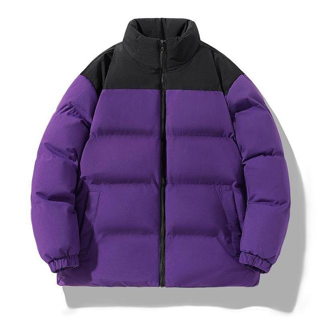 Mock Neck Two Tone Zip-Up Puffer Jacket Product Image