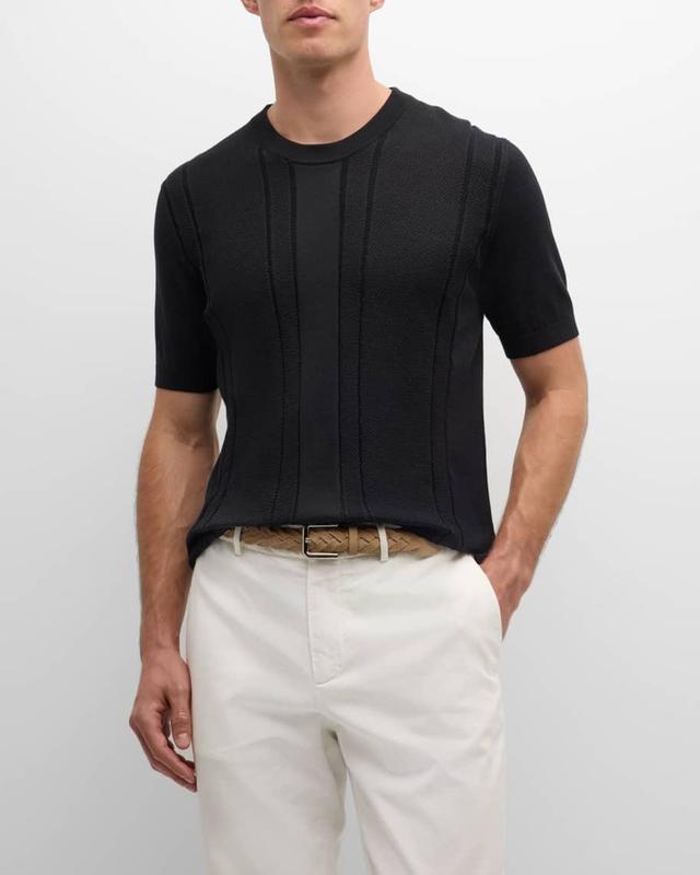 Men's Cotton Ribbed Formal Crewneck T-Shirt Product Image