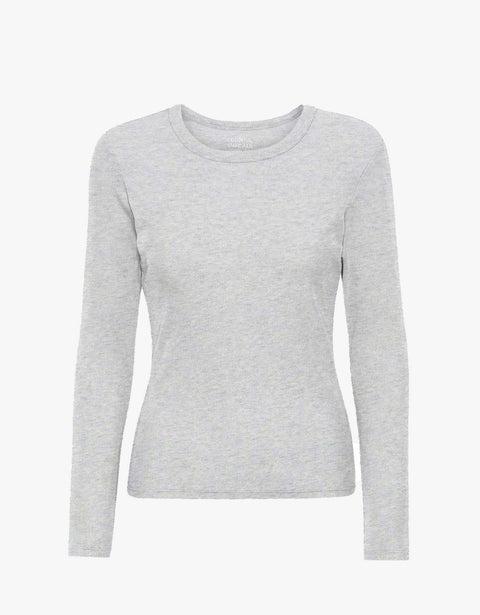 Women Organic Rib LS T-Shirt - Snow Melange Product Image