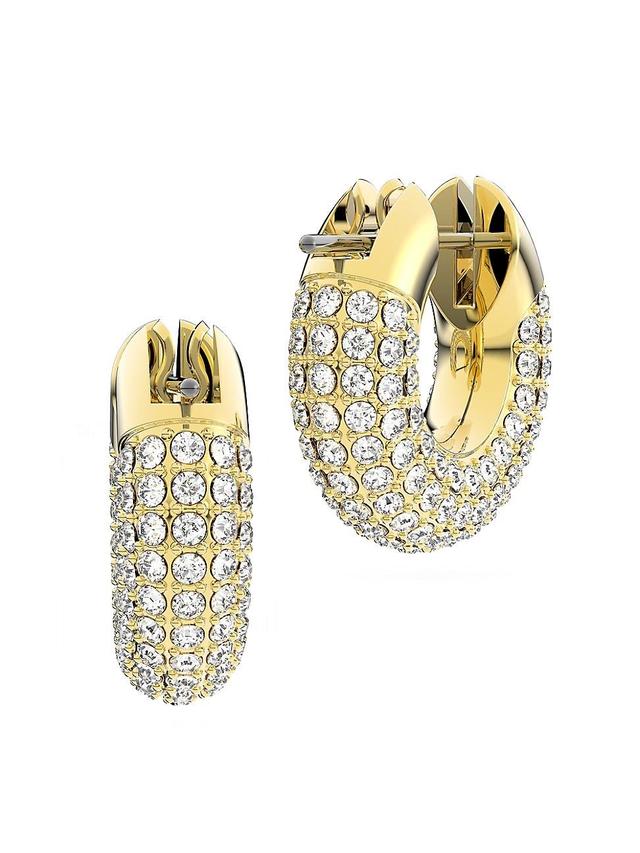 Womens Dextera Goldplated Swarovski Crystal Pav Hoop Earrings Product Image