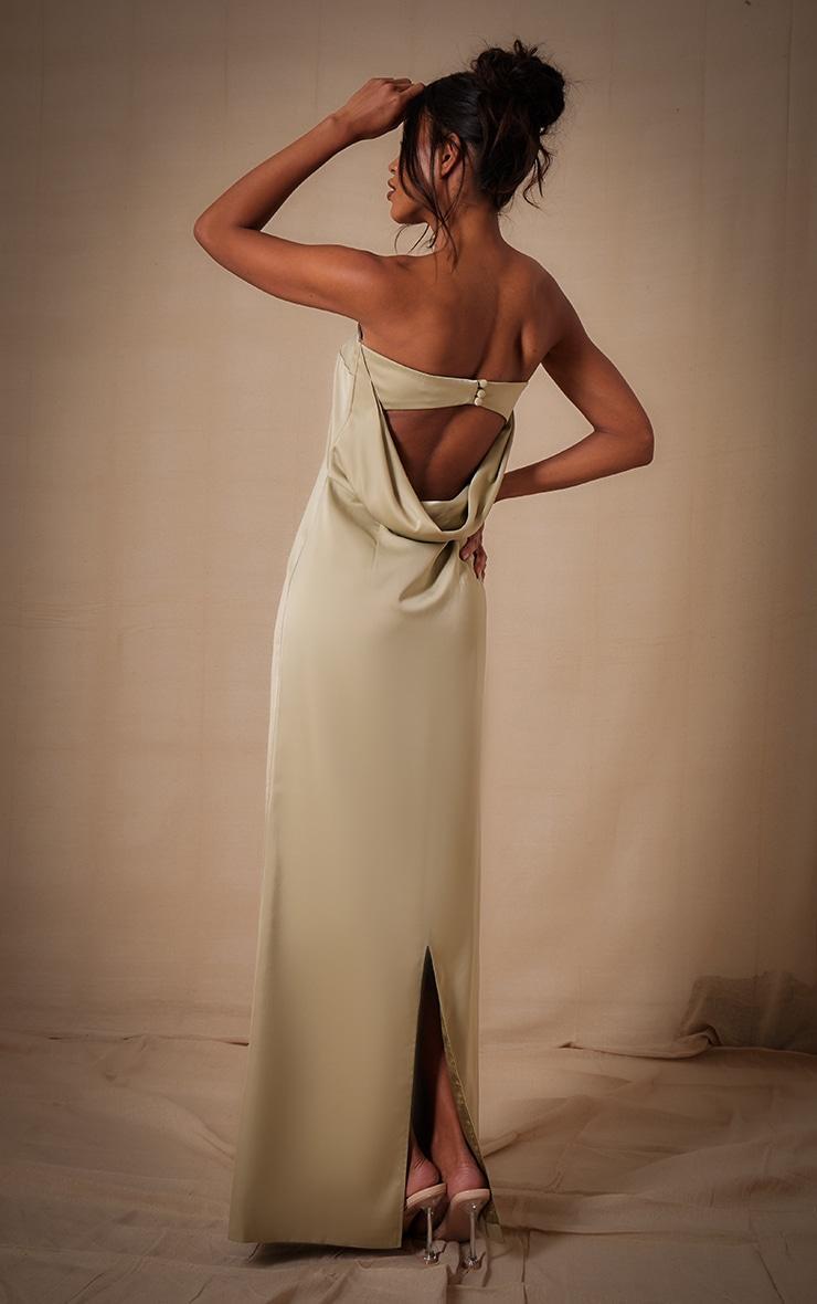 Sage Bridesmaid Satin Bandeau Maxi Dress Product Image