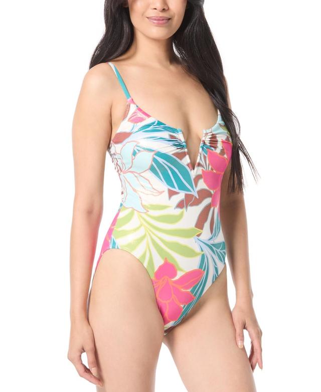 Vince Camuto Womens Printed V-Wire One-Piece Swimsuit Product Image