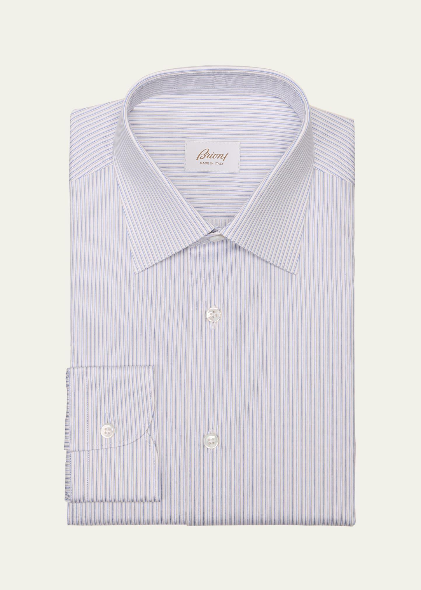 Mens Cotton Multi-Stripe Dress Shirt Product Image