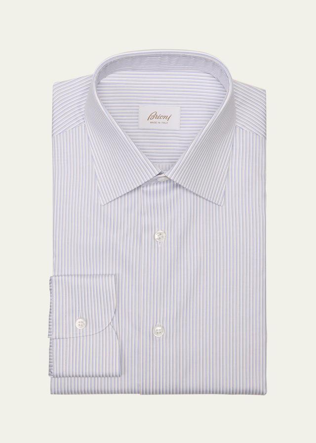 Mens Cotton Multi-Stripe Dress Shirt Product Image