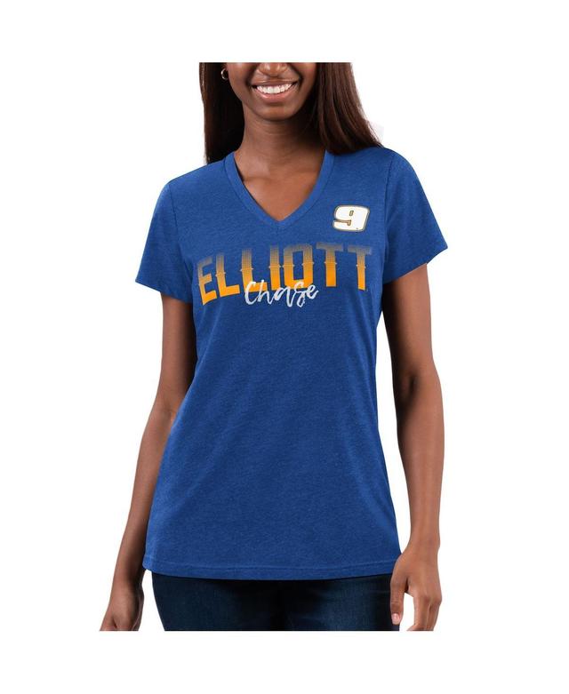 Womens G-iii 4Her by Carl Banks Royal Distressed Chase Elliott Snap V-Neck T-shirt Product Image