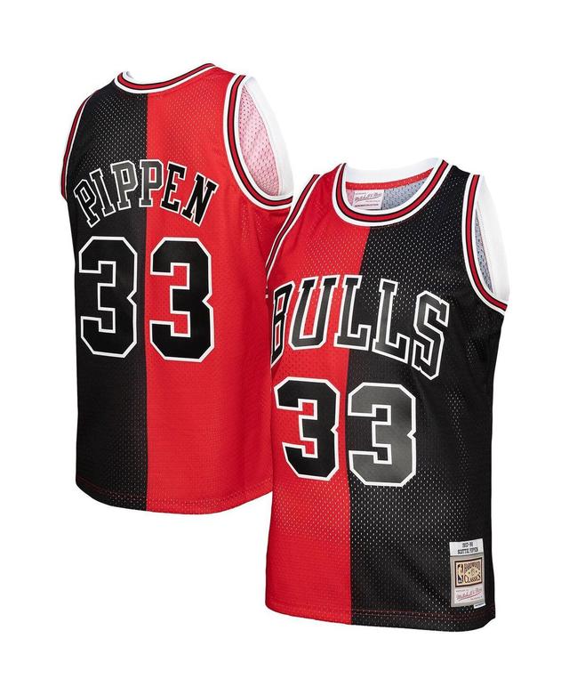 Mens Mitchell & Ness Scottie Pippen Red, Black Chicago Bulls Big and Tall Hardwood Classics 1997-98 Split Swingman Jersey - Red, Black Product Image