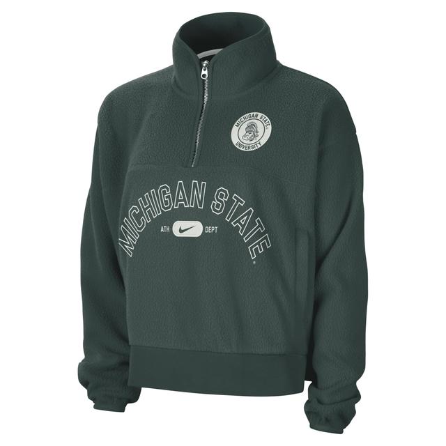 NIKE Men's Green Michigan State Spartans Fly Fleece Quarter-zip Jacket In Progr,blac Product Image