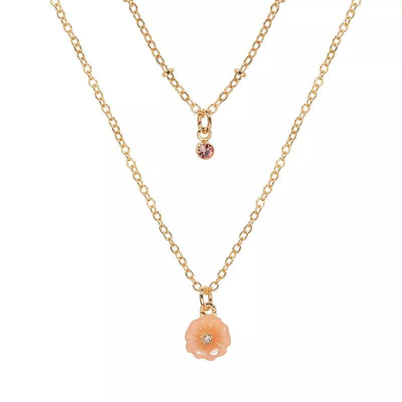 LC Lauren Conrad Gold Tone Two Row Floral Pendant Necklace, Womens Product Image