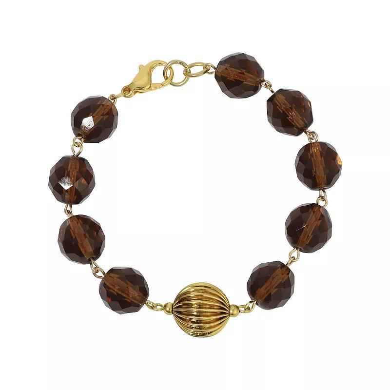 1928 Gold Tone Bead Bracelet, Womens, Brown Product Image