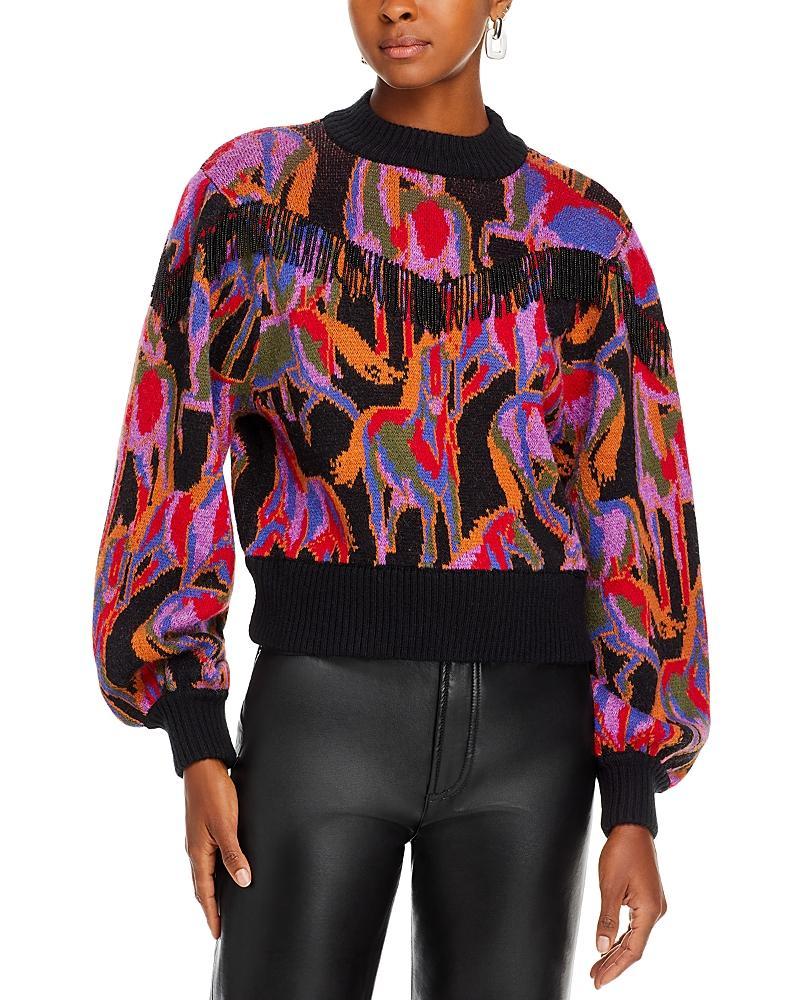 Black Wild Horses Fringe Sweater, WILD HORSES BLACK / M product image