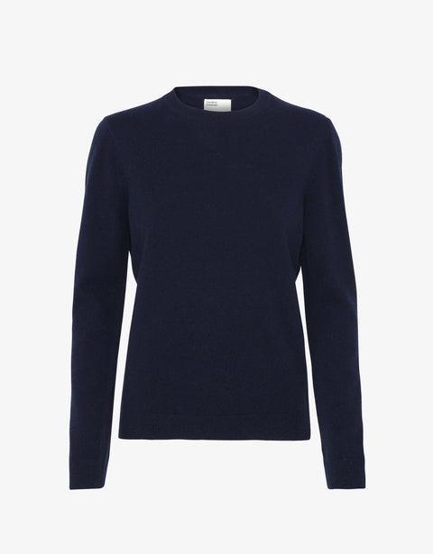 Women Light Merino Wool Crew - Navy Blue Product Image