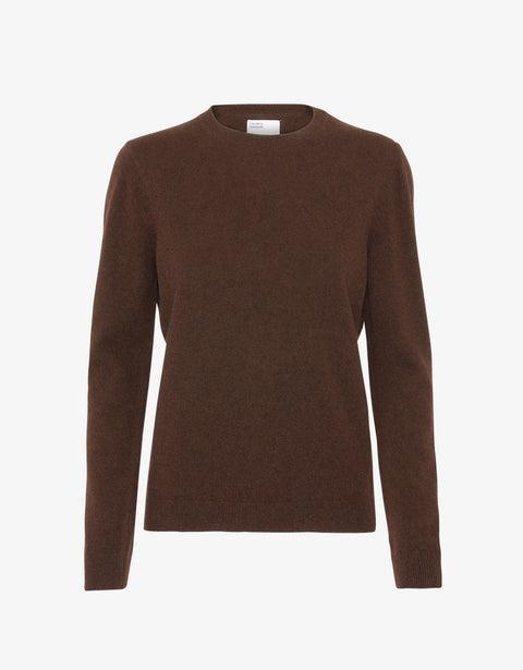 Women Light Merino Wool Crew - Coffee Brown Product Image