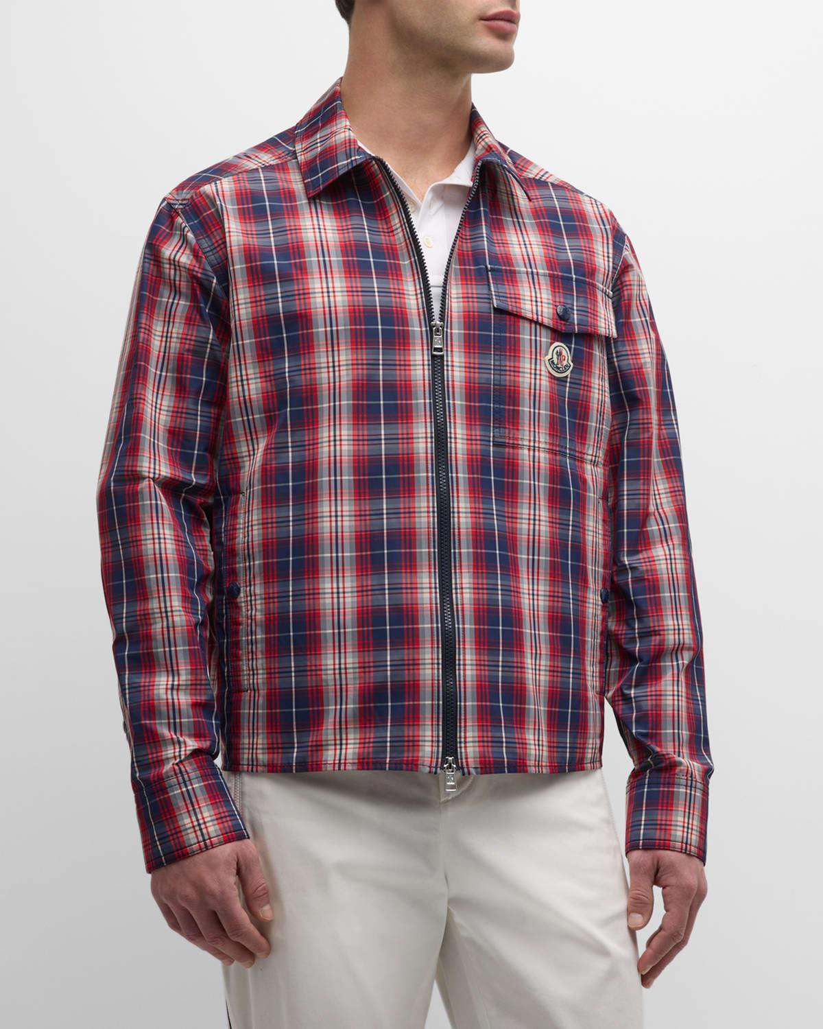 Mens Plaid Nylon Zip Golf Jacket Product Image