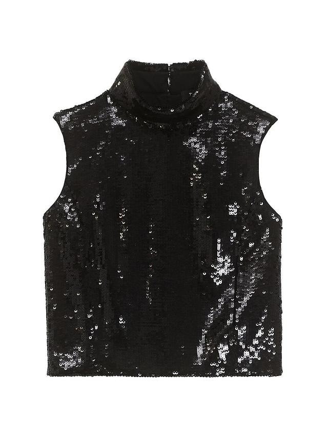 Sequin Crop Rolled-Neck Top Product Image