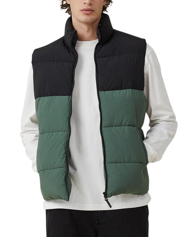 Cotton On Mens Mother Puffer Vest - Tan Panel Product Image