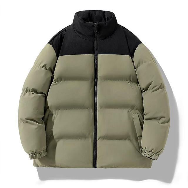 Mock Neck Two Tone Zip-Up Puffer Jacket Product Image