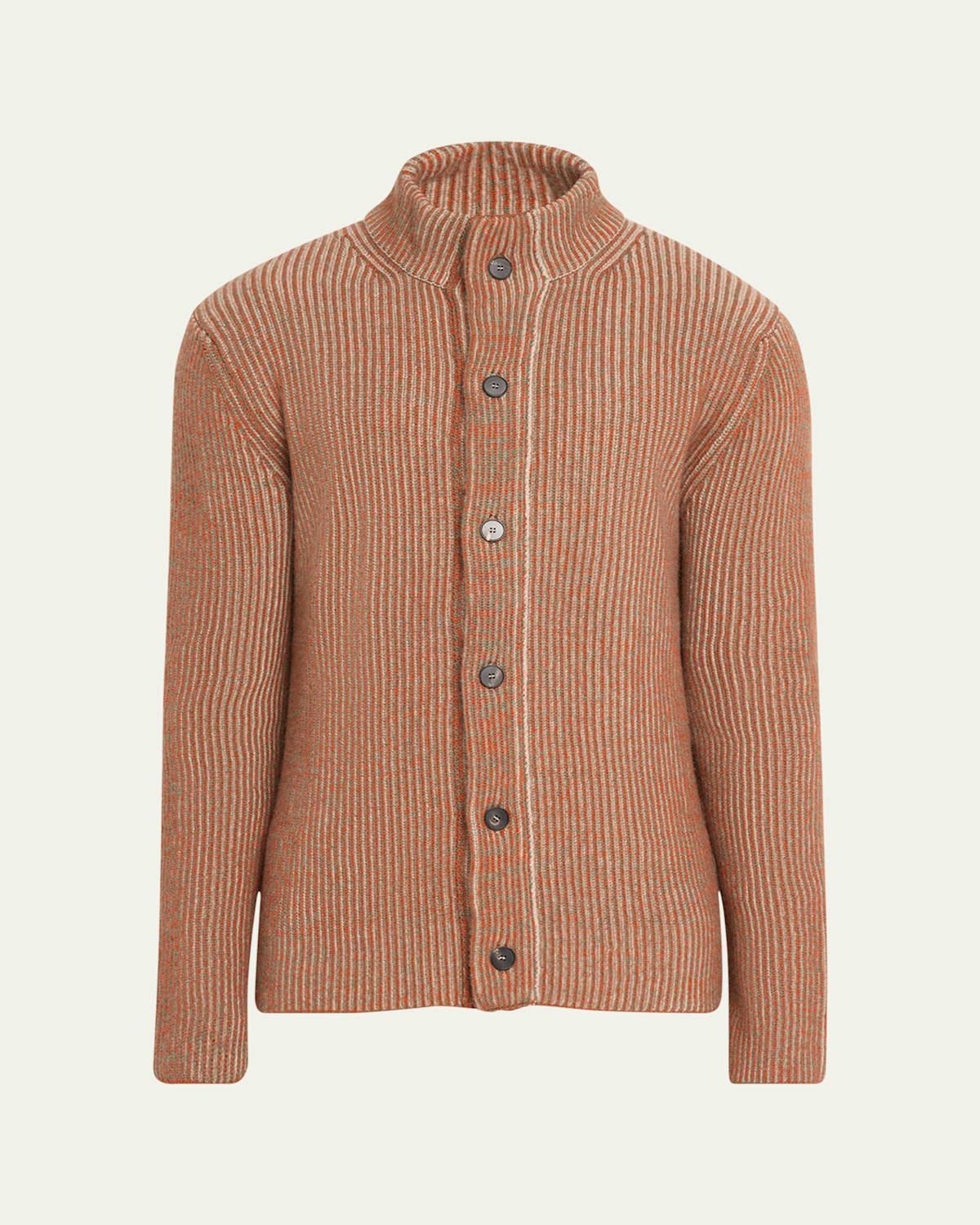 Mens Cashmere Rib Button-Front Cardigan Product Image