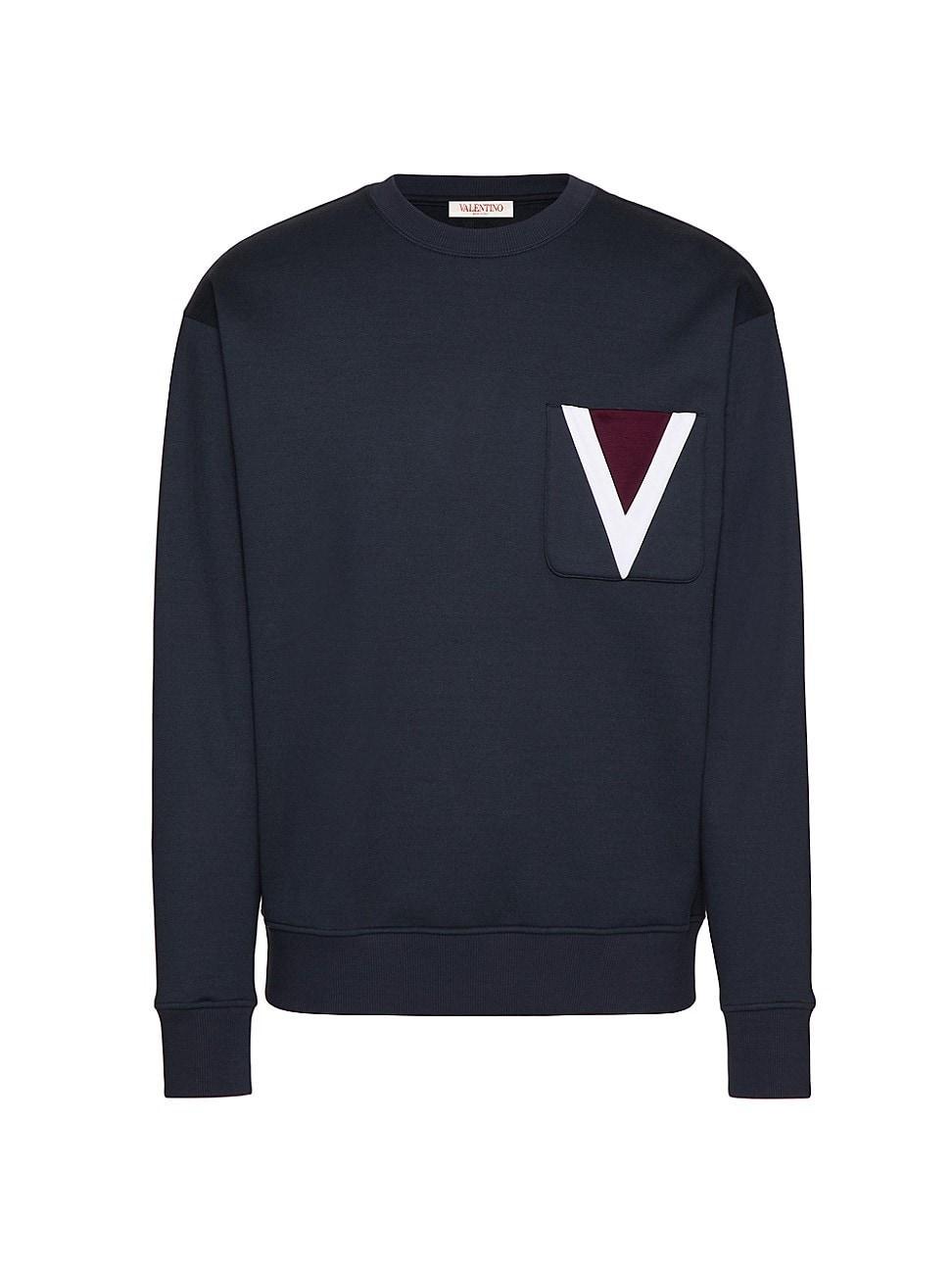 Mens Cotton Crewneck Sweatshirt with Inlaid V Product Image