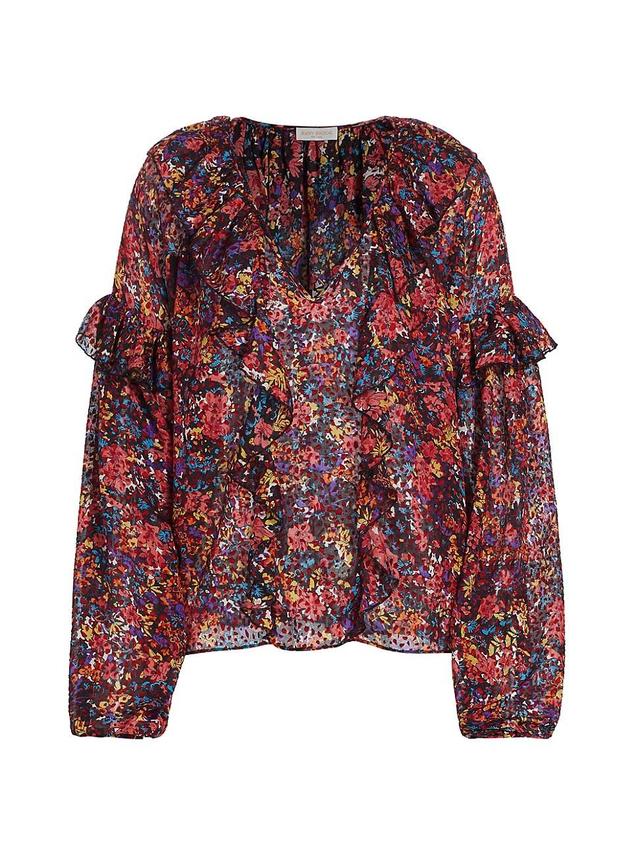 Womens Lana Floral Ruffled Top Product Image