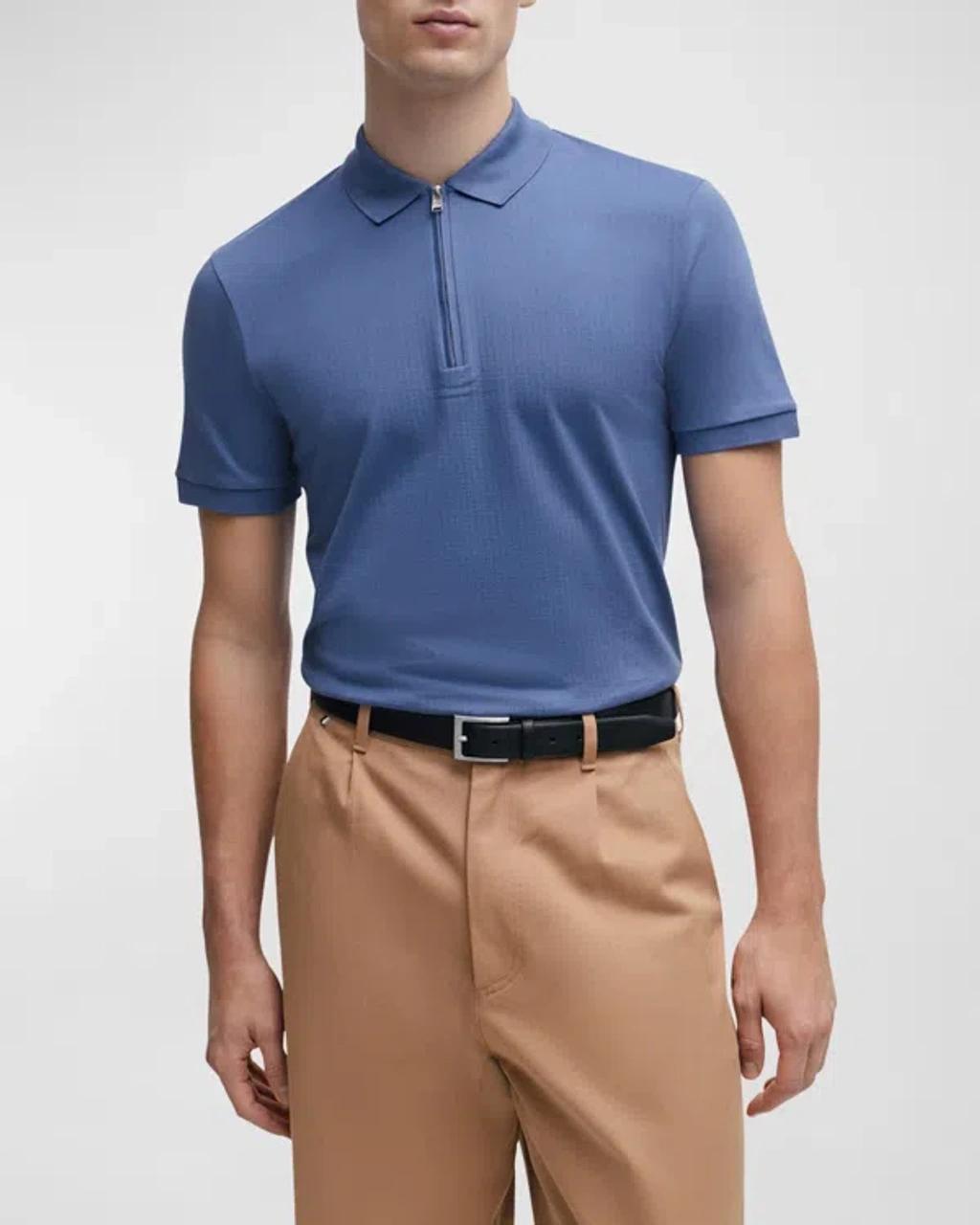 Men's Polston Cotton Polo Shirt In Open Blue Product Image