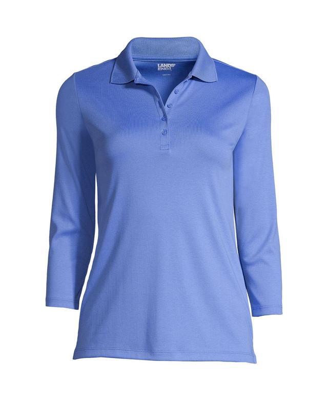 Petite Lands End Supima Cotton 3/4 Sleeve Polo Shirt, Womens Product Image