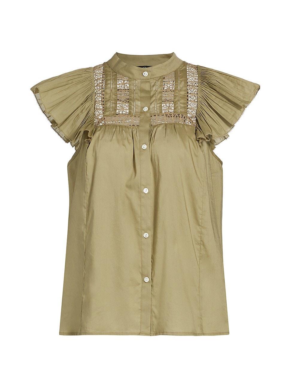 Womens Louella Ruffled Cotton Button-Front Shirt Product Image