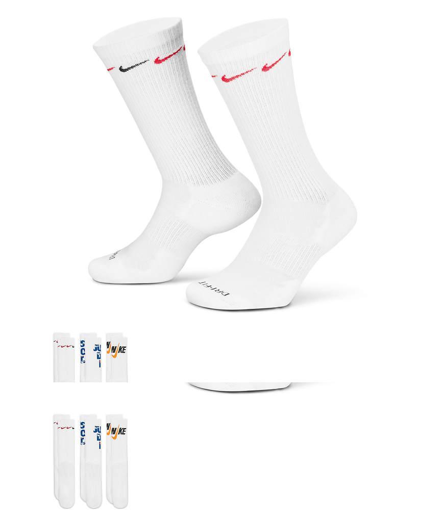 NIKE Training Everyday Plus Cushioned 3-pack Crew Socks In White Product Image