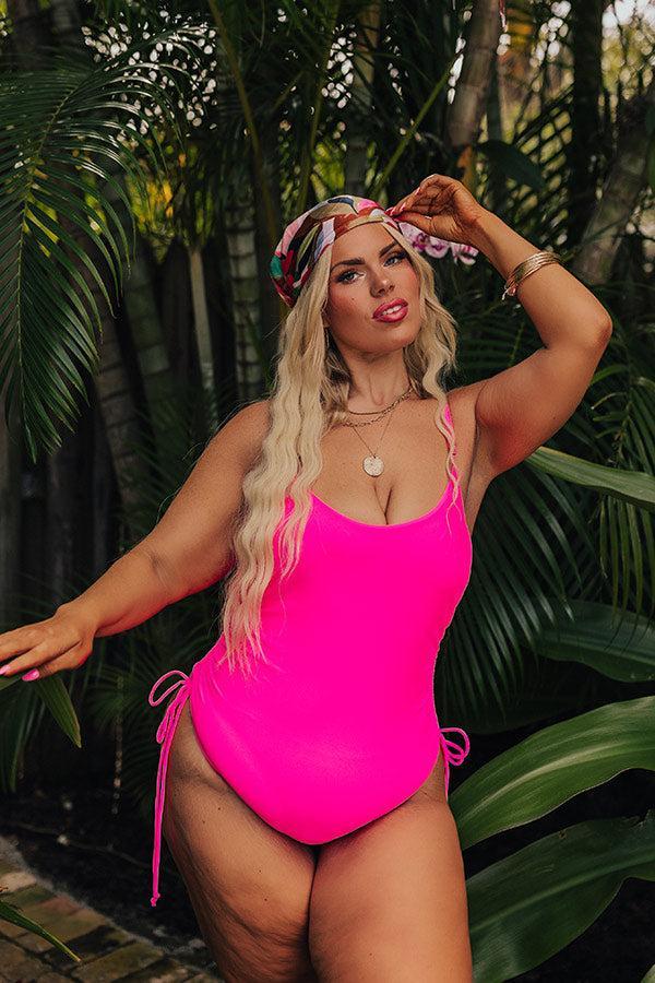 Ride The Tide One Piece Swimsuit in Hot Pink Curves Product Image