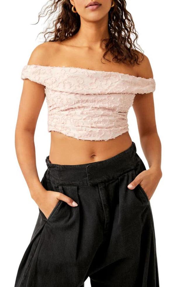 Castille Off The Shoulder Crop Top In Rose Smoke Product Image