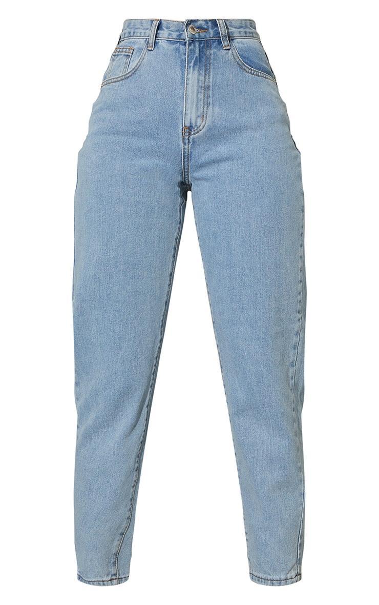 Light Blue Wash Bum Shape Mom Jeans Product Image