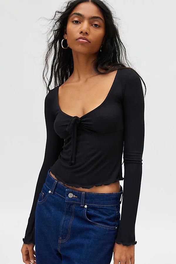 Kimchi Blue Quinn Ribbed Long Sleeve Top Womens at Urban Outfitters Product Image