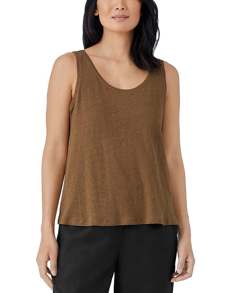 Eileen Fisher Organic Linen Scoop Neck Sleeveless Jersey Knit Tank Product Image